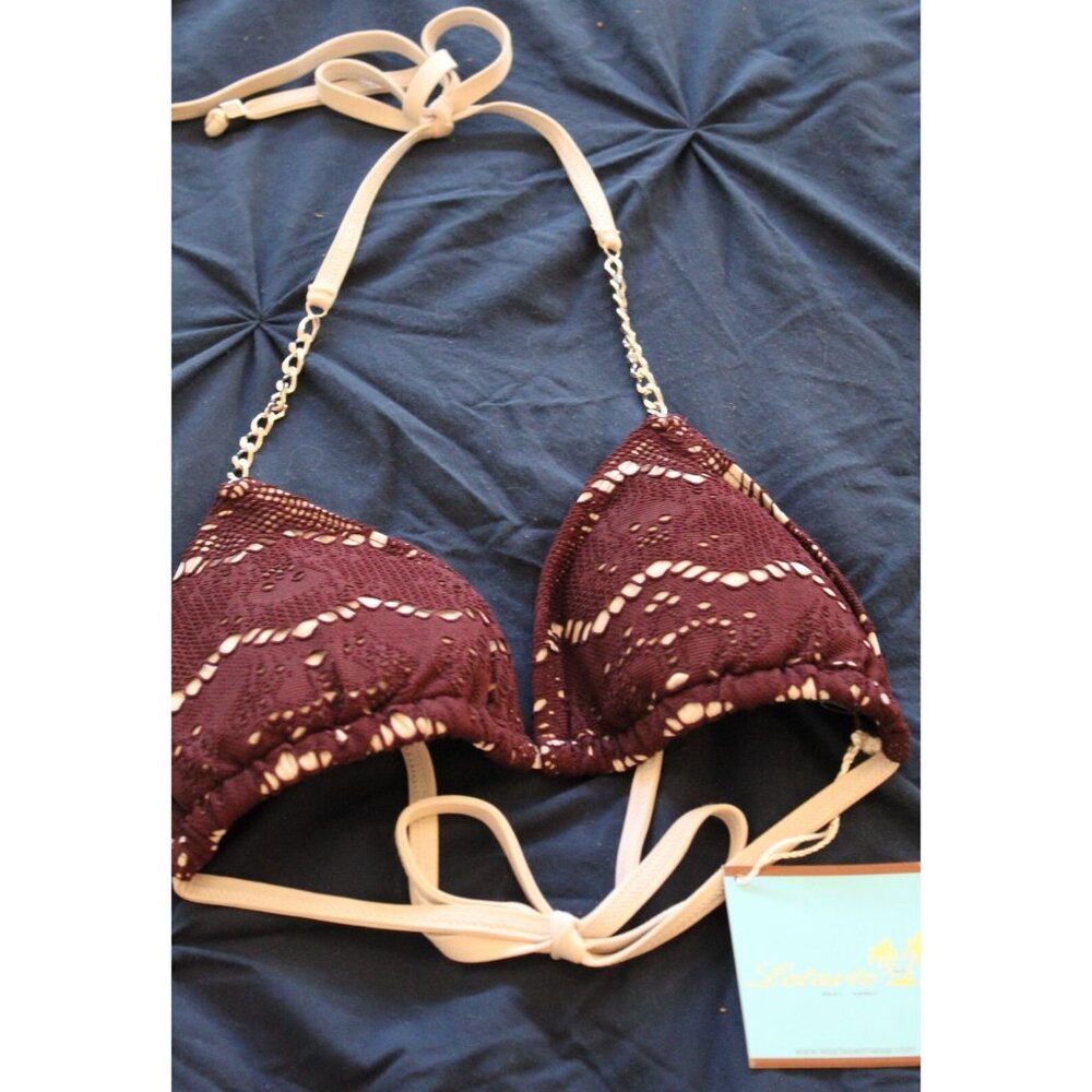 Letarte Burgandy Triangle Bikini Top Size Medium NWT